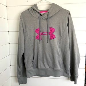 Under Armour storm grey hoodie with pink logo